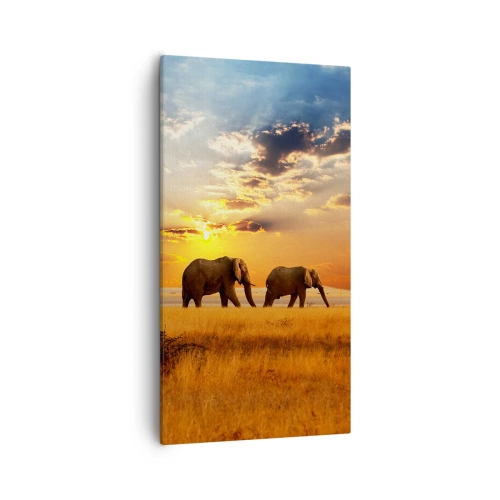 Cuadro sobre lienzo - Impresión de Imagen - Un paseo en familia - 55x100 cm