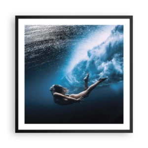 Póster en marco negro - Una sirena contemporánea - 60x60 cm