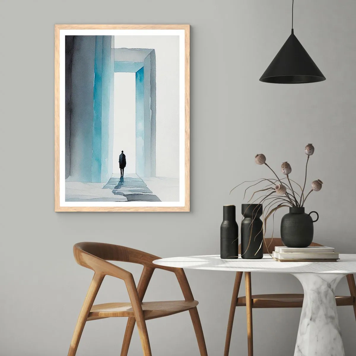 Póster en marco roble claro - Vivir sin límites - 50x70 cm