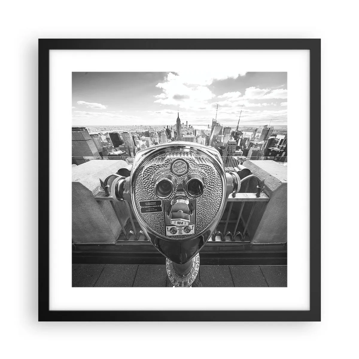 Póster en marco negro - Sobre la ciudad - 40x40 cm