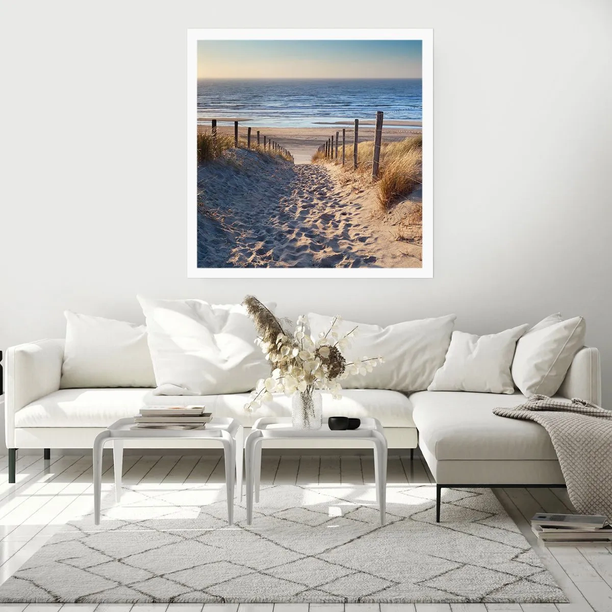 Póster - El sonido del mar, el canto de los pájaros, una playa virgen entre las dunas... - 50x50 cm