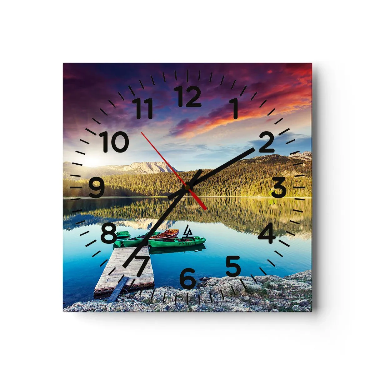Reloj de pared - Reloj de vidrio - Sobre el agua tan suave como un espejo - 30x30 cm