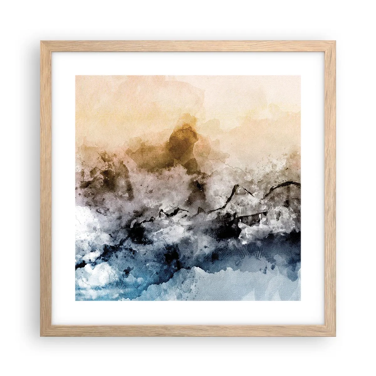Póster en marco roble claro - Hundido en una nube de niebla - 40x40 cm