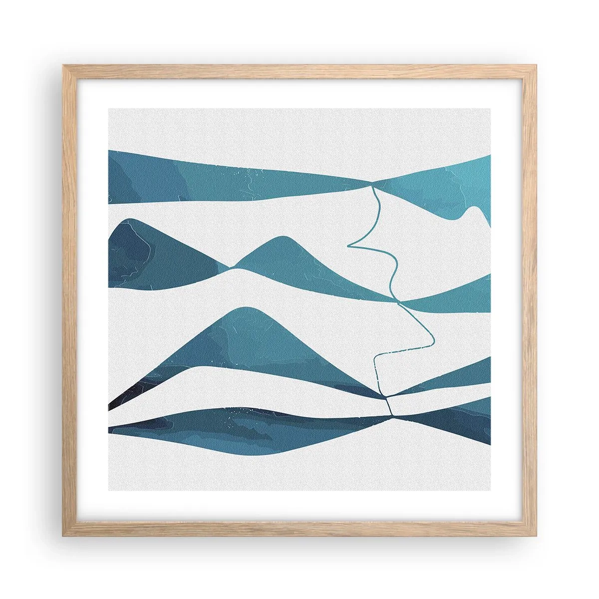 Póster en marco roble claro - Abstracción: un compuesto turquesa - 50x50 cm