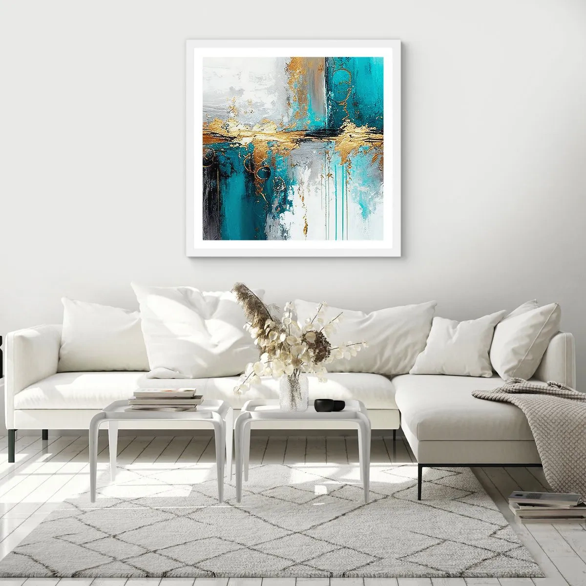 Póster en marco blanco - Todo fluye - 30x30 cm