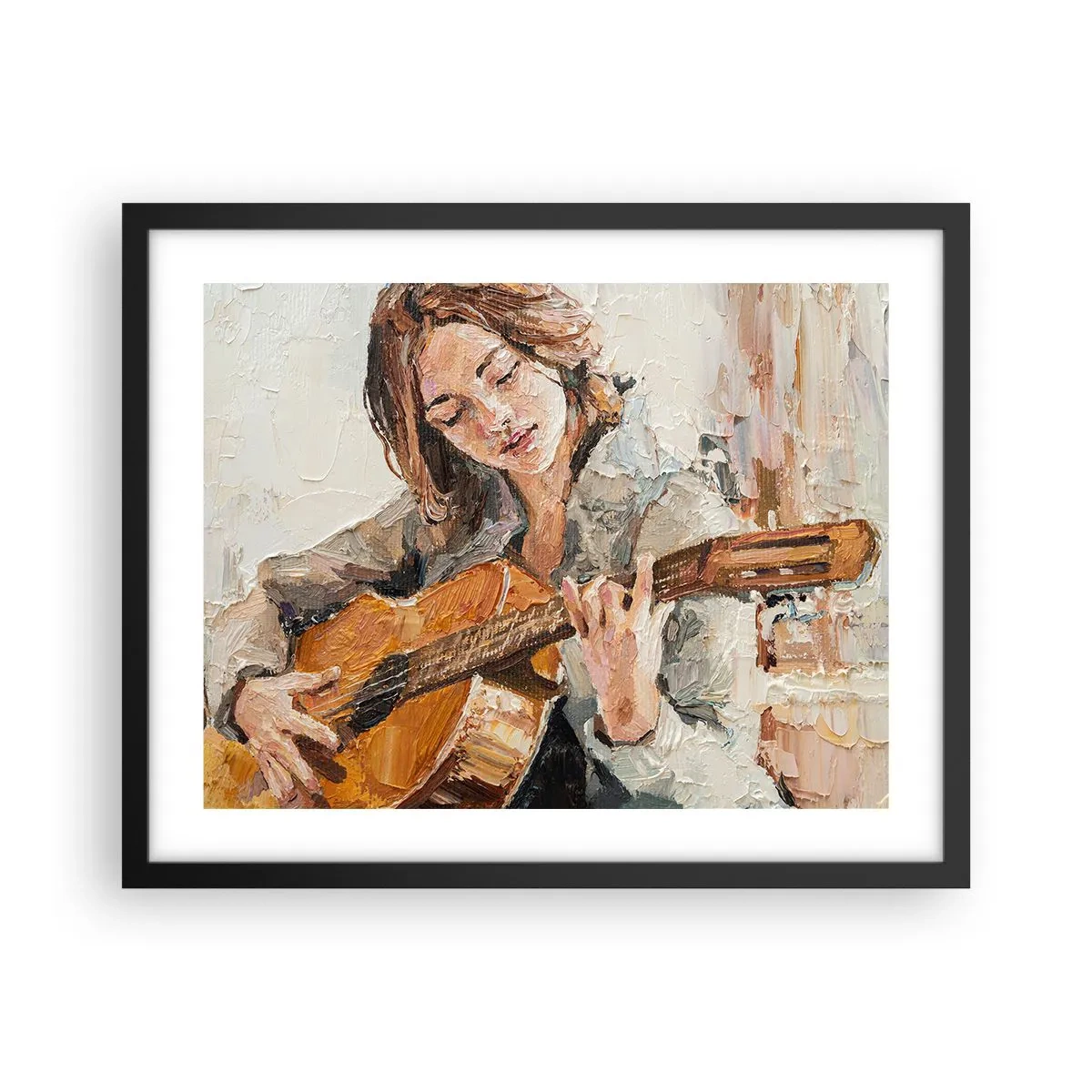 Póster en marco negro - Concierto de guitarra y corazón joven - 50x40 cm