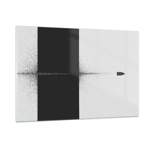 Cuadro sobre vidrio - Impresiones sobre Vidrio - Una composición abstracta en blanco y negro con una línea dinámica. - 120x80cm - Directa al objetivo - Decoración de pared moderna para salón y dormitorio ARTTOR