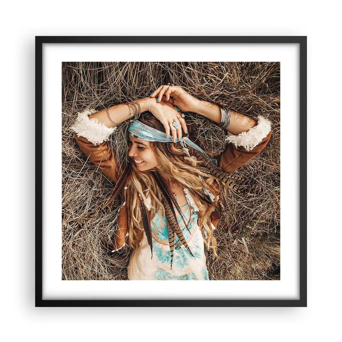 Póster en marco negro - El verano del amor - 50x50 cm