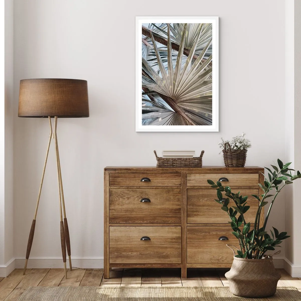 Póster en marco blanco - Abanicos en el trópico - 50x70 cm