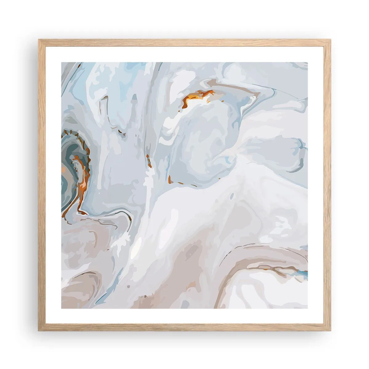 Póster en marco roble claro - Blanco fusión - 60x60 cm