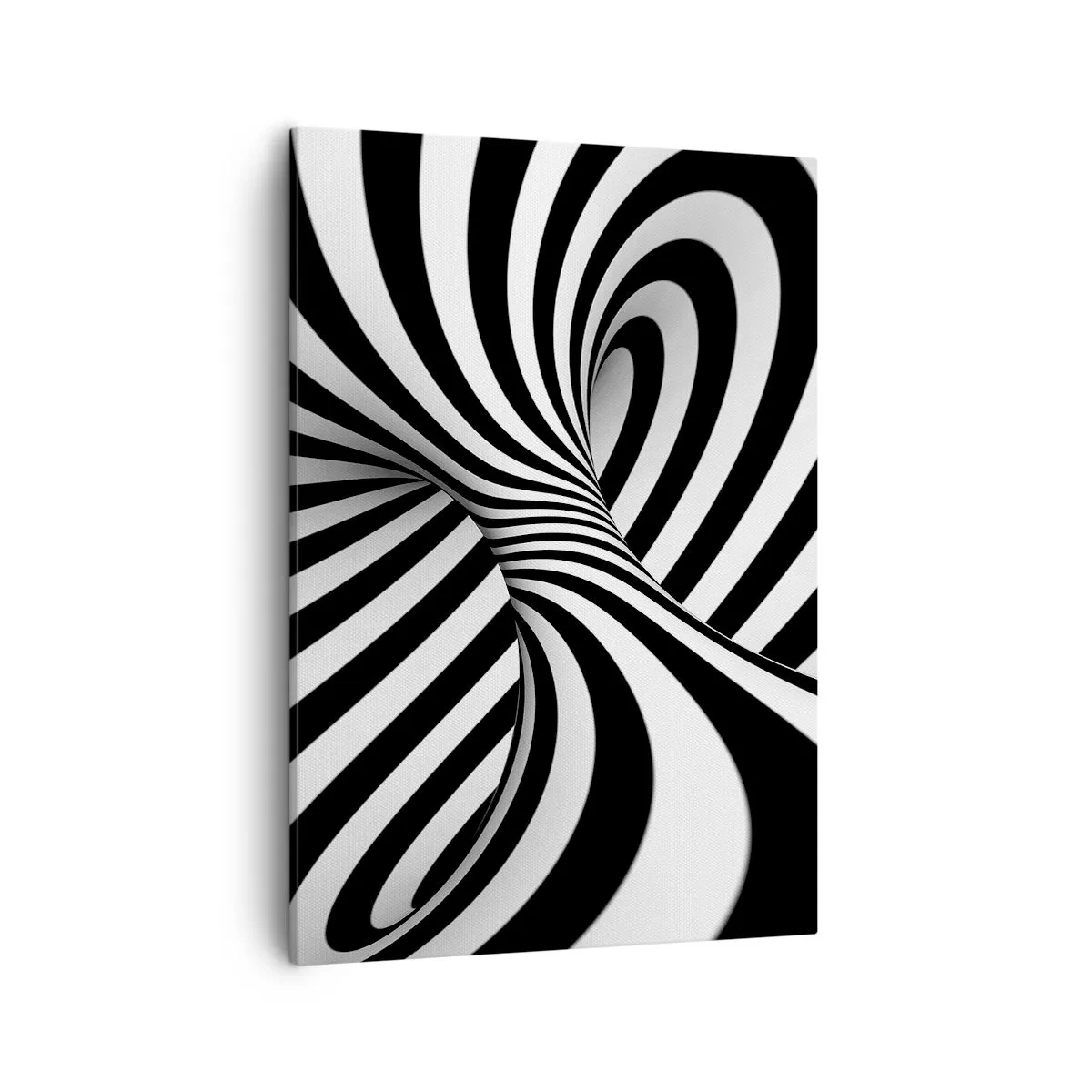 Cuadro sobre lienzo - Impresión de Imagen - Túnel abstracto con rayas espirales blancas y negras - 50x70cm - Composición: espacio de baile - Decoración de pared moderna para salón y dormitorio ARTTOR
