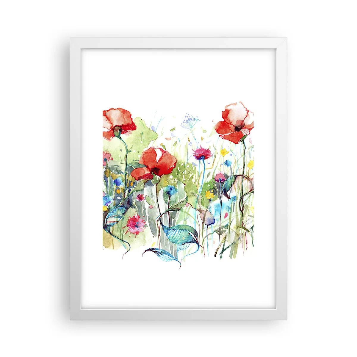 Póster en marco blanco - Un prado en flor en mayo - 30x40 cm