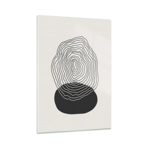 Cuadro sobre vidrio - Impresiones sobre Vidrio - Patrón abstracto con óvalos y líneas en blanco y negro. - 50x70cm - Persistencia y vibración - Decoración de pared moderna para salón y dormitorio ARTTOR