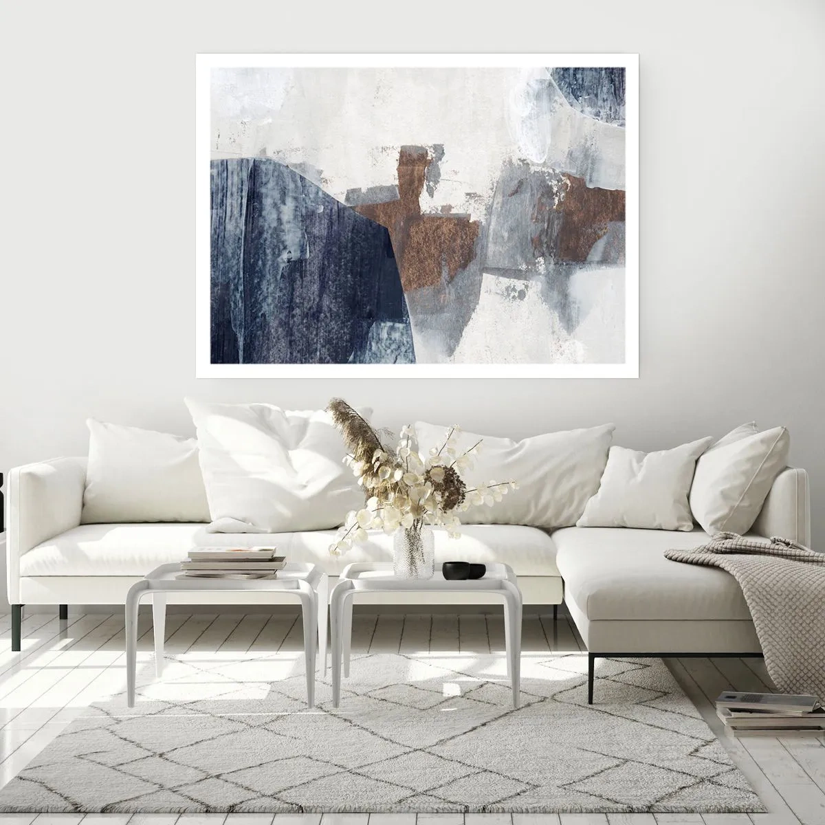 Póster - Formas azules y marrones - 91x61 cm