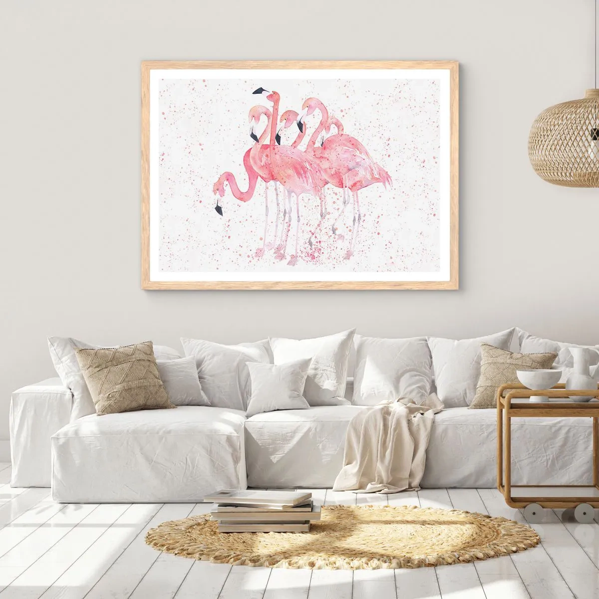 Póster en marco roble claro - Asamblea rosa - 40x30 cm