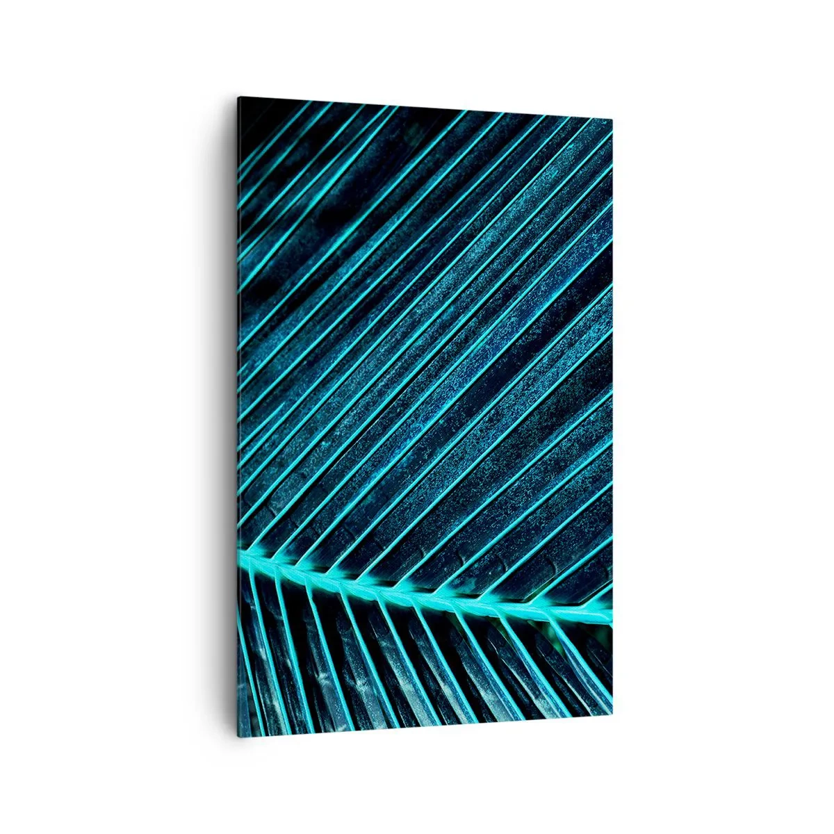 Cuadro sobre lienzo - Impresión de Imagen - Fotografía macro de una hoja en tonos turquesa y azul marino. - 80x120cm - La textura del verde - Decoración de pared moderna para salón y dormitorio ARTTOR