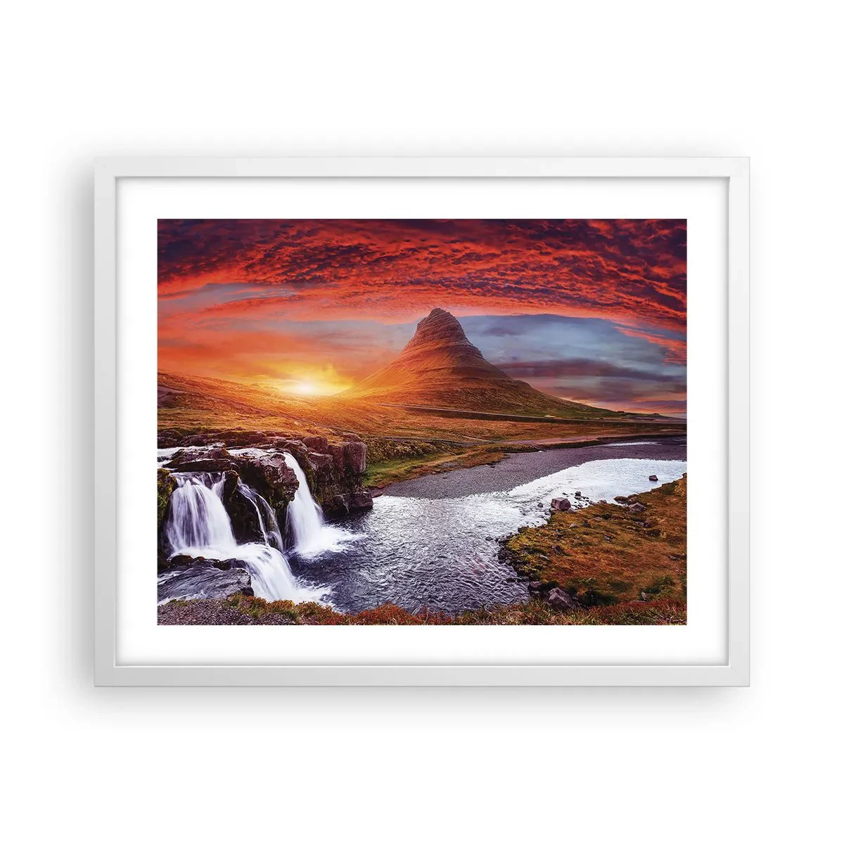 Póster en marco blanco - Una vista de la Tierra Media - 50x40 cm