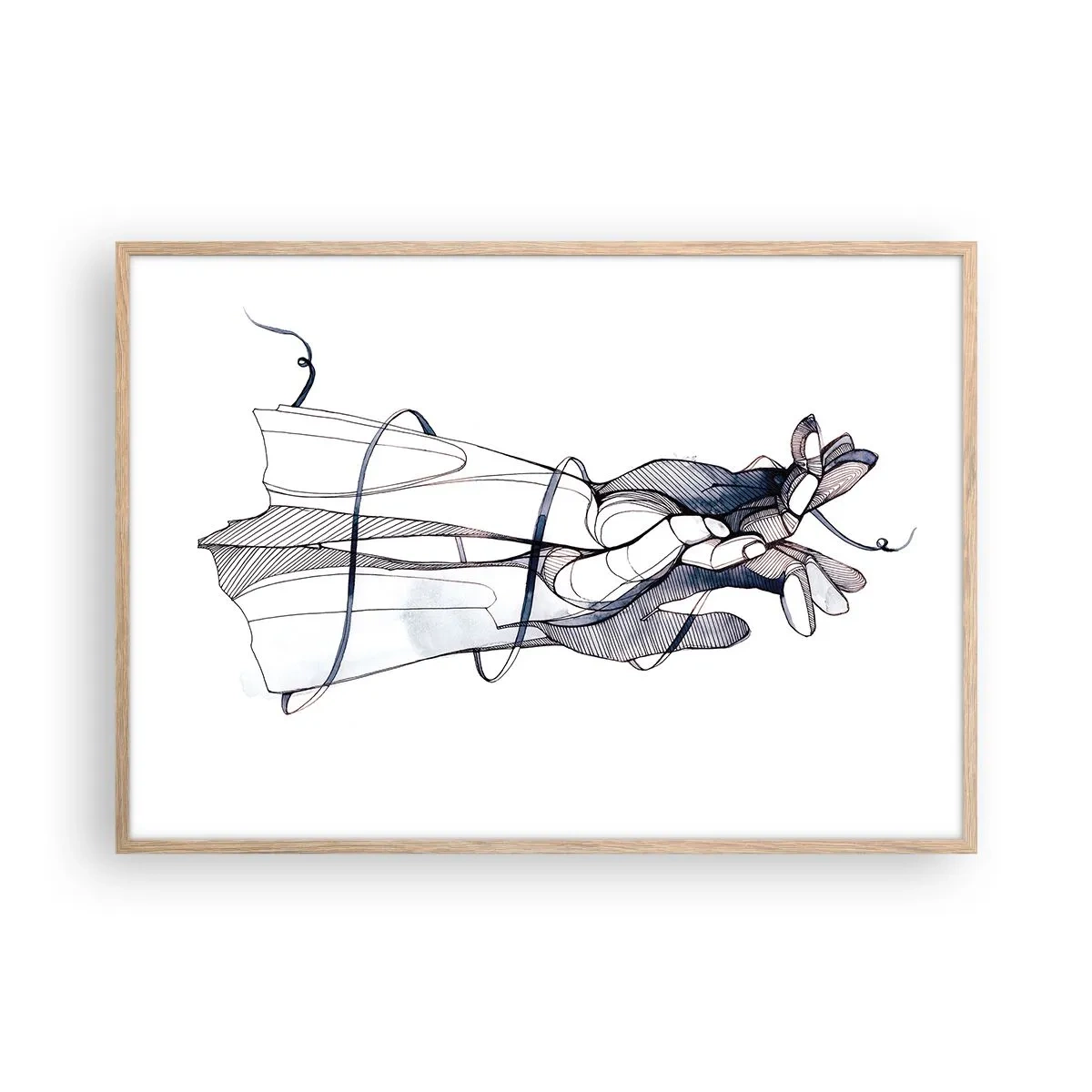 Póster en marco roble claro - Un estudio sobre el contacto - 100x70 cm