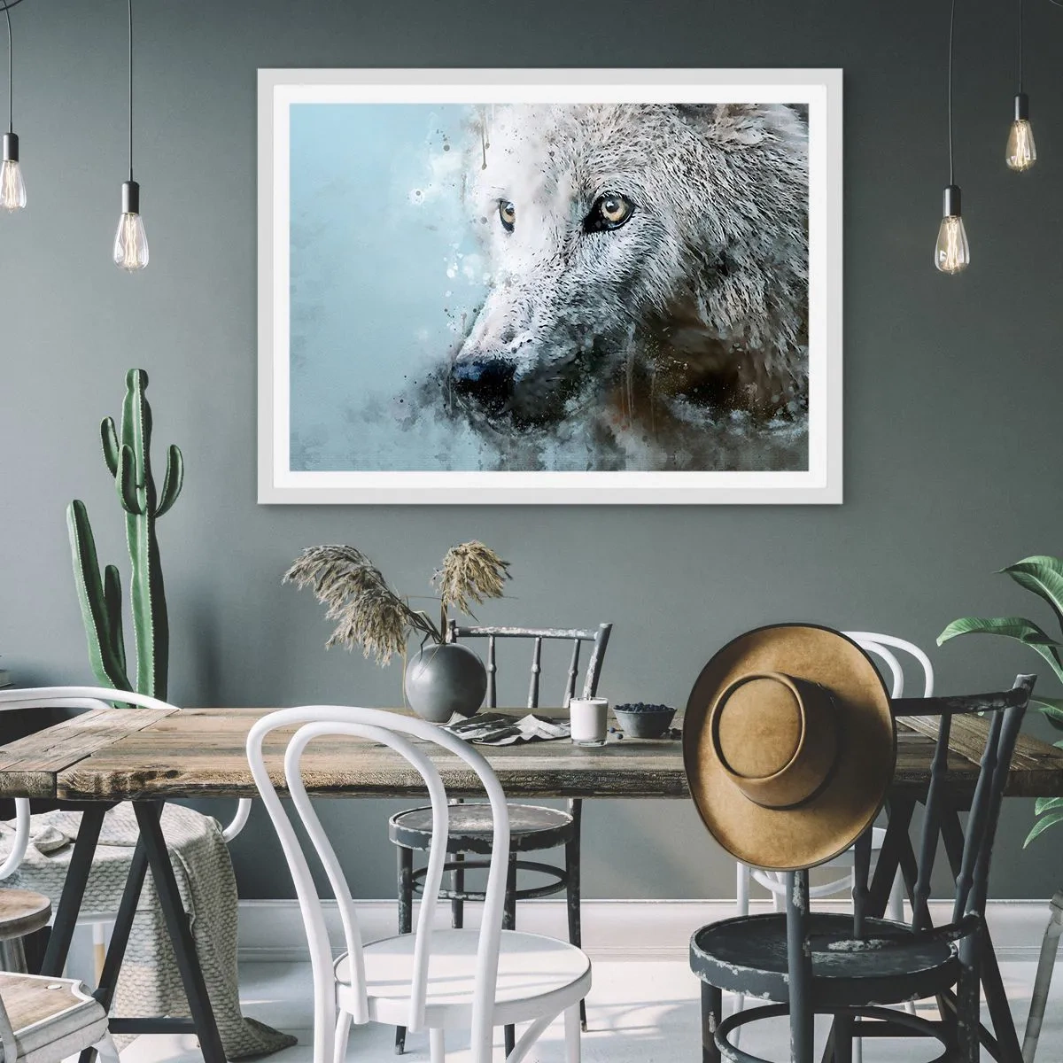 Póster en marco blanco - Conoce el alma del lobo - 91x61 cm