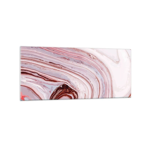 Cuadro sobre vidrio - Impresiones sobre Vidrio - Patrón abstracto en rosa y blanco - 120x50cm - Cambio de dirección - Decoración de pared moderna para salón y dormitorio ARTTOR