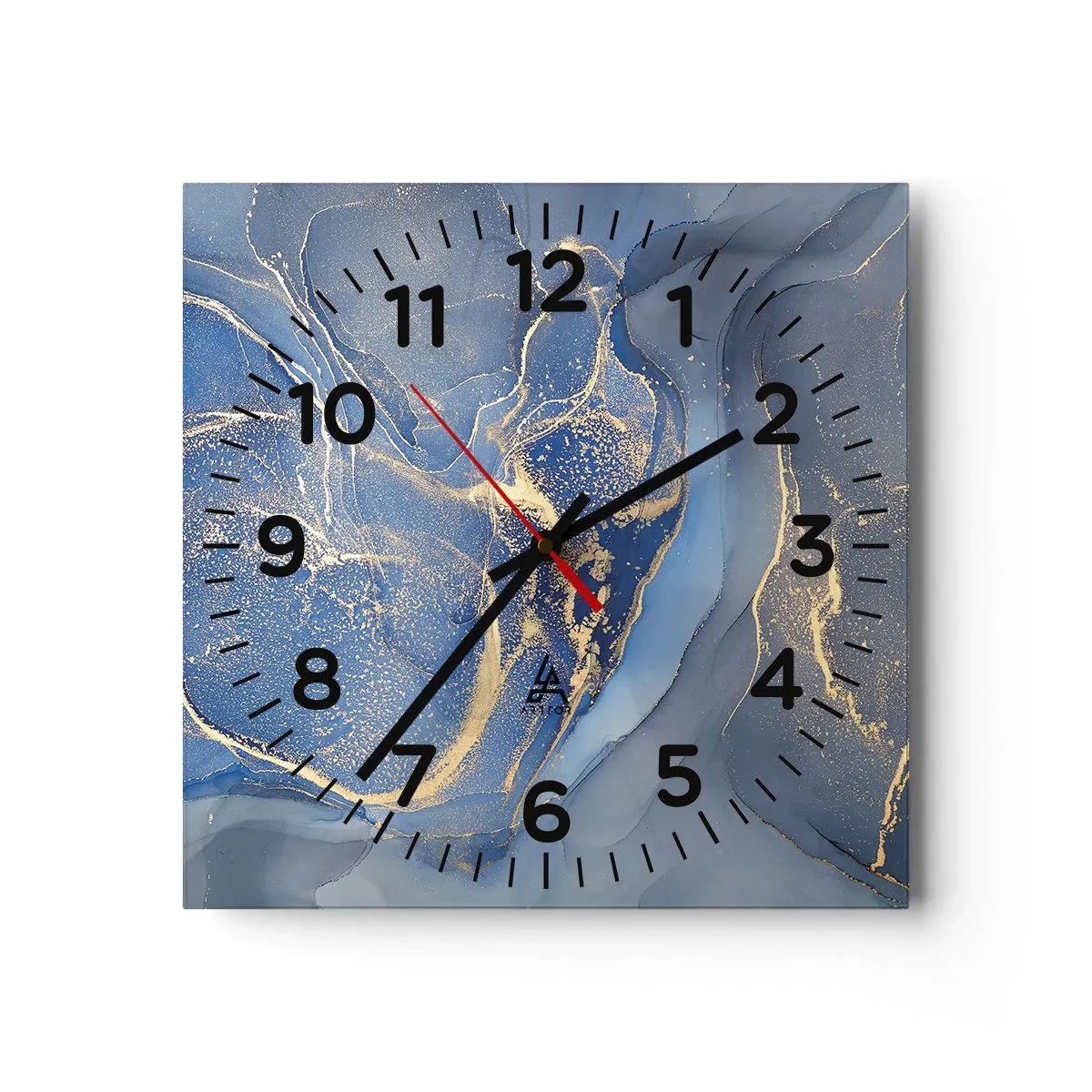 Reloj de pared - Reloj de vidrio - Polvo de oro - 30x30 cm