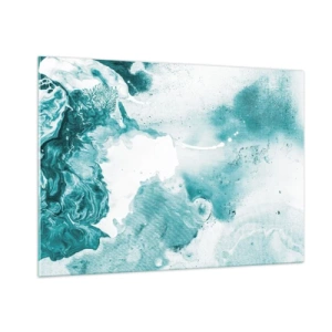 Cuadro sobre vidrio - Impresiones sobre Vidrio - Piscinas abstractas de color azul sobre un fondo de vidrio - 100x70cm - Remansos de azul - Decoración de pared moderna para salón y dormitorio ARTTOR