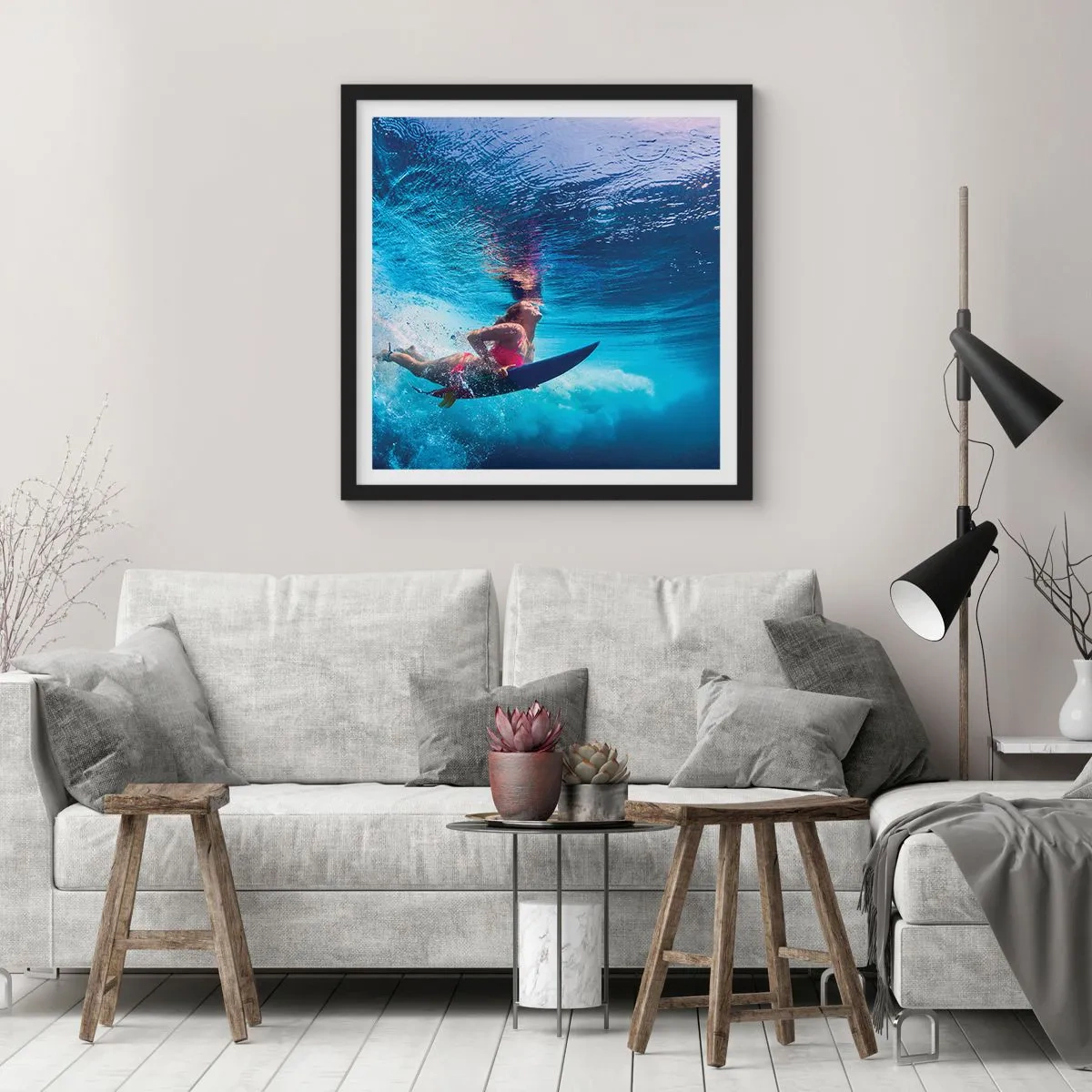 Póster en marco negro - La profundidad de la alegría - 40x40 cm