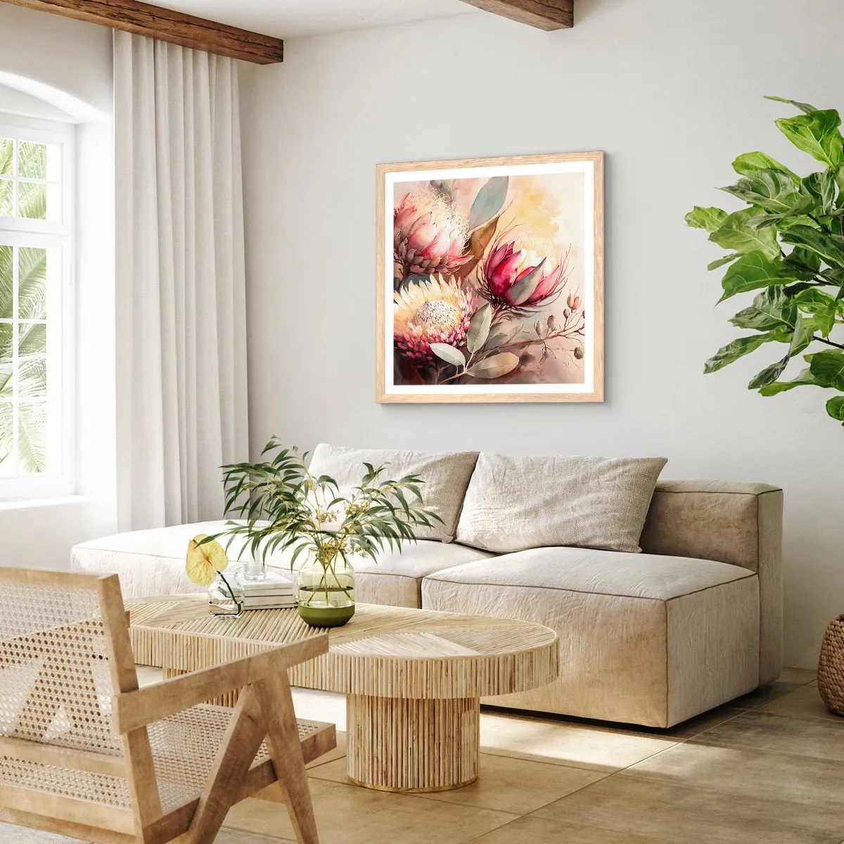 Póster en marco roble claro - De perfil y de frente - 60x60 cm