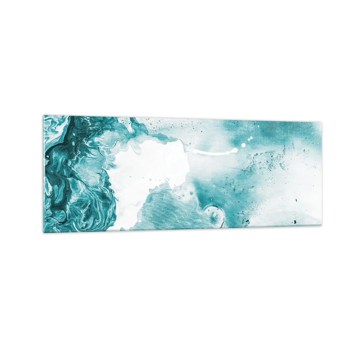 Cuadro sobre vidrio - Impresiones sobre Vidrio - Abstracción en tonos azules con delicados acentos de blanco. - 140x50cm - Remansos de azul - Decoración de pared moderna para salón y dormitorio ARTTOR