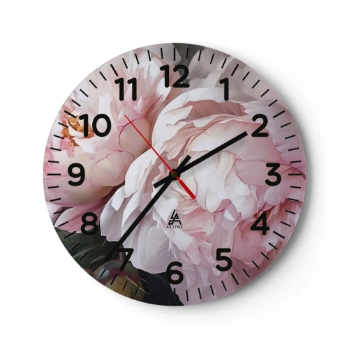 Reloj de pared - Reloj de vidrio - En flor - 40x40 cm
