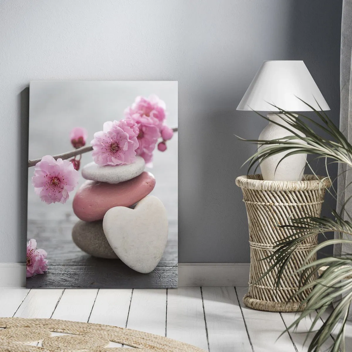 Cuadro sobre lienzo - Impresión de Imagen - Felicidad con la flor del cerezo - 65x120 cm