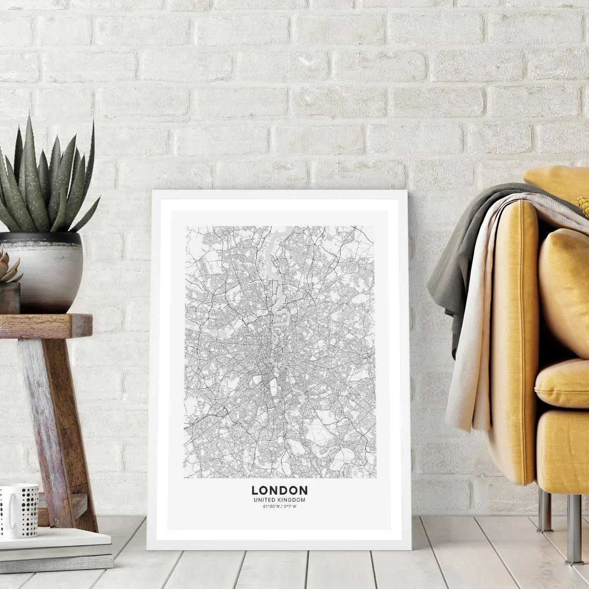 Póster en marco blanco - Un mapa del laberinto de Londres - 30x40 cm