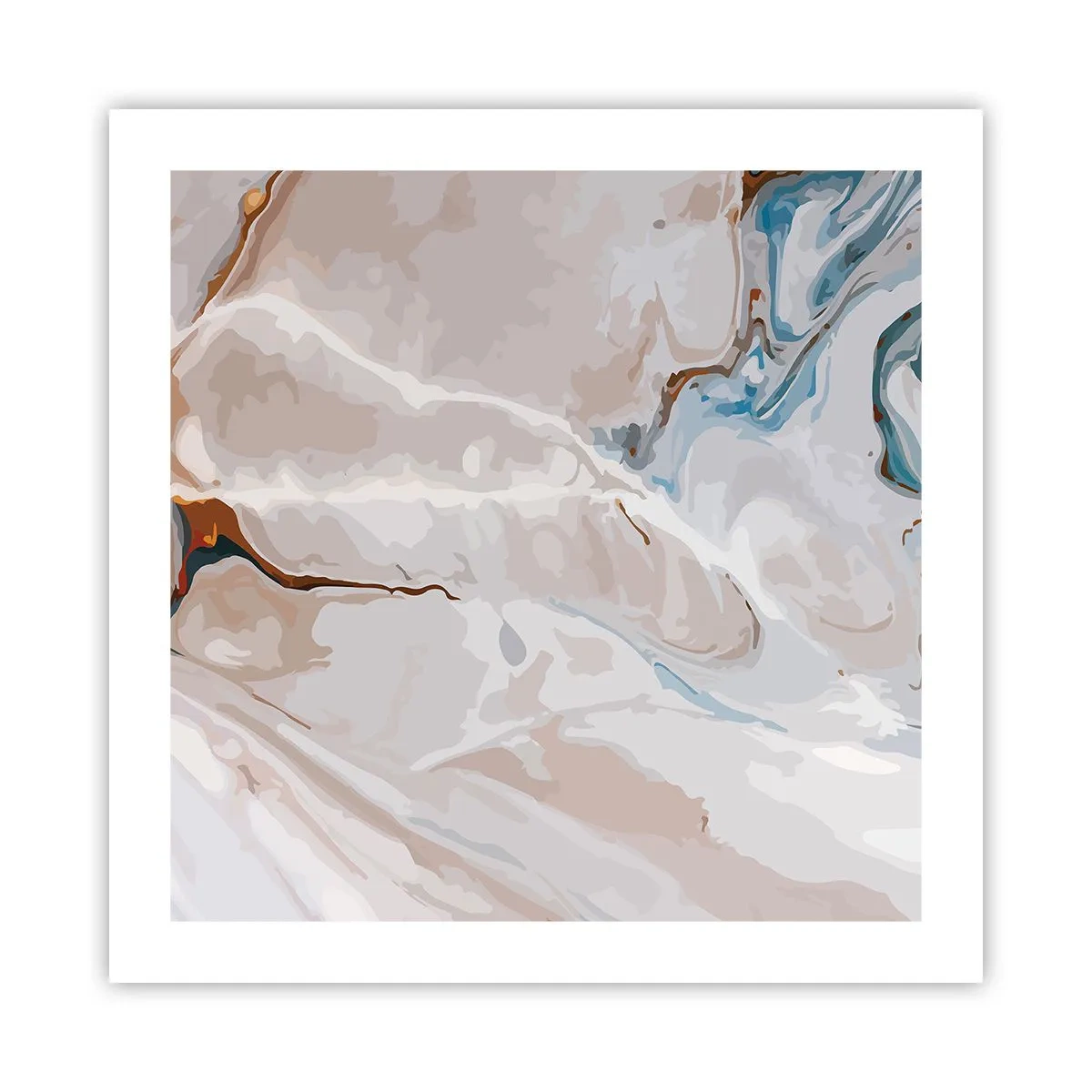 Póster - El azul serpentea por el blanco - 50x50 cm