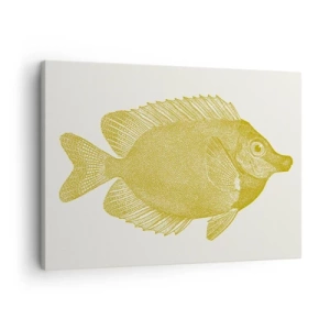 Cuadro sobre lienzo - Impresión de Imagen - Pez dorado vintage sobre un fondo claro - 70x50cm - No recuerdo quién eras - Decoración de pared moderna para salón y dormitorio ARTTOR