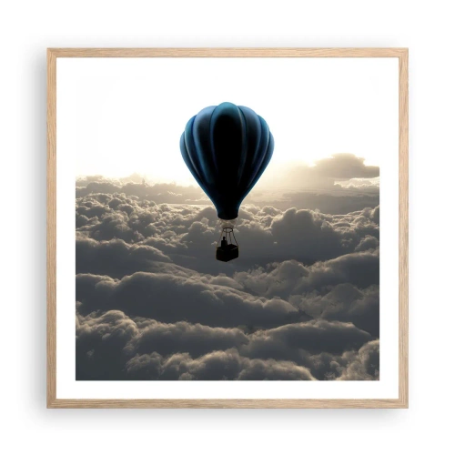 Póster en marco roble claro - Un viajero por encima de las nubes - 60x60 cm