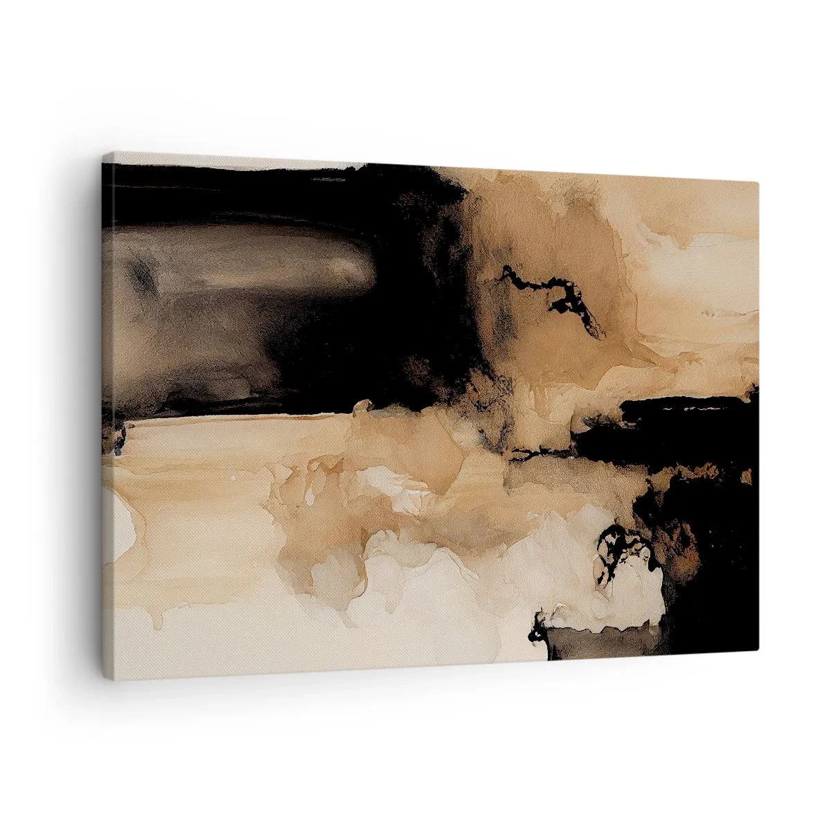 Cuadro sobre lienzo - Impresión de Imagen - Composición abstracta en tonos marrones y negros. - 70x50cm - Una abstracción intrigante - Decoración de pared moderna para salón y dormitorio ARTTOR