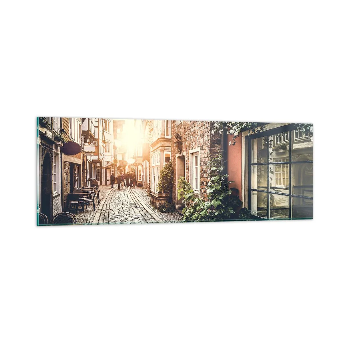 Cuadro sobre vidrio - Impresiones sobre Vidrio - El callejón de las rosas - 90x30 cm