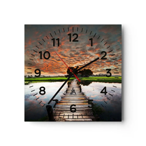 Reloj de pared - Reloj de vidrio - Extiende tus brazos - respira - 40x40 cm