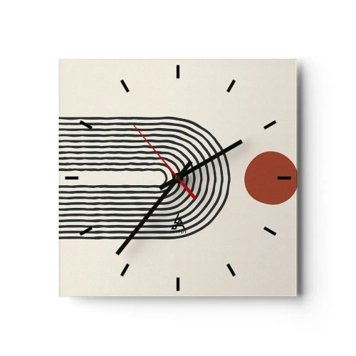 Reloj de pared - Reloj de vidrio - Magnetismo de formas y colores - 40x40 cm