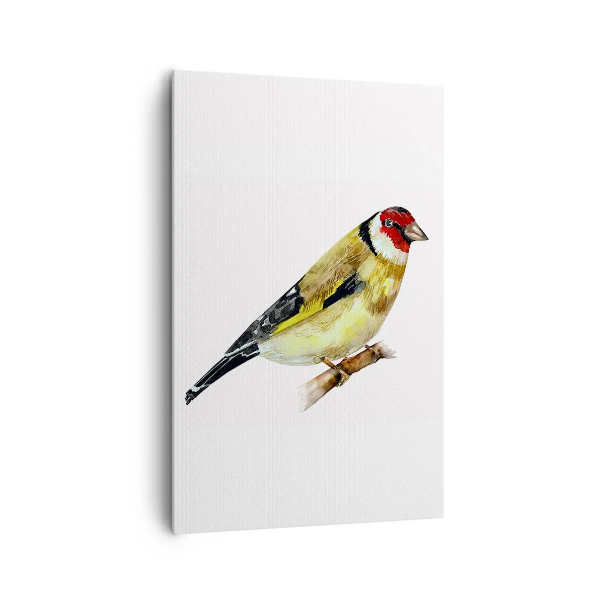 Cuadro sobre lienzo - Impresión de Imagen - Un pájaro con la cabeza roja en una rama. - 80x120cm - Retrato de pájaro - Decoración de pared moderna para salón y dormitorio ARTTOR