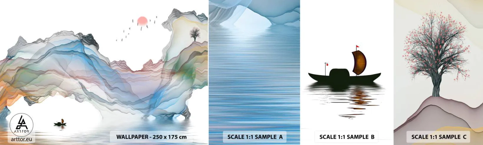 Muestra De Fotomural Standard Eco - Hacia las montañas de cristal - Abstracción, Fantasía, Paisaje - 100x30 cm