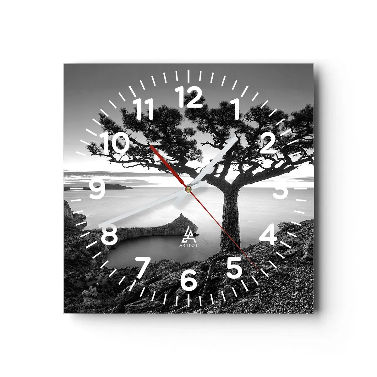 Reloj de pared - Reloj de vidrio - Calma hasta el horizonte - 30x30 cm