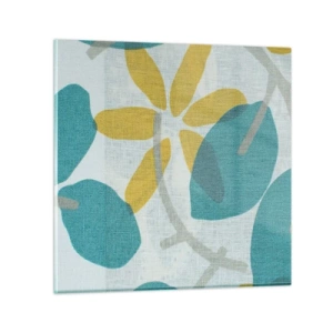 Cuadro sobre vidrio - Impresiones sobre Vidrio - Entre hojas azules - 40x40 cm