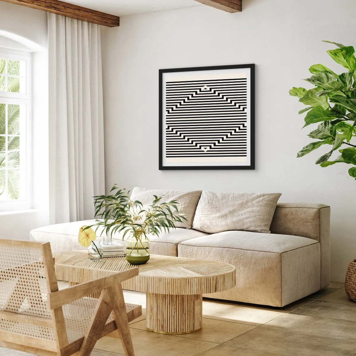Póster en marco negro - Ilusión geométrica - 30x30 cm