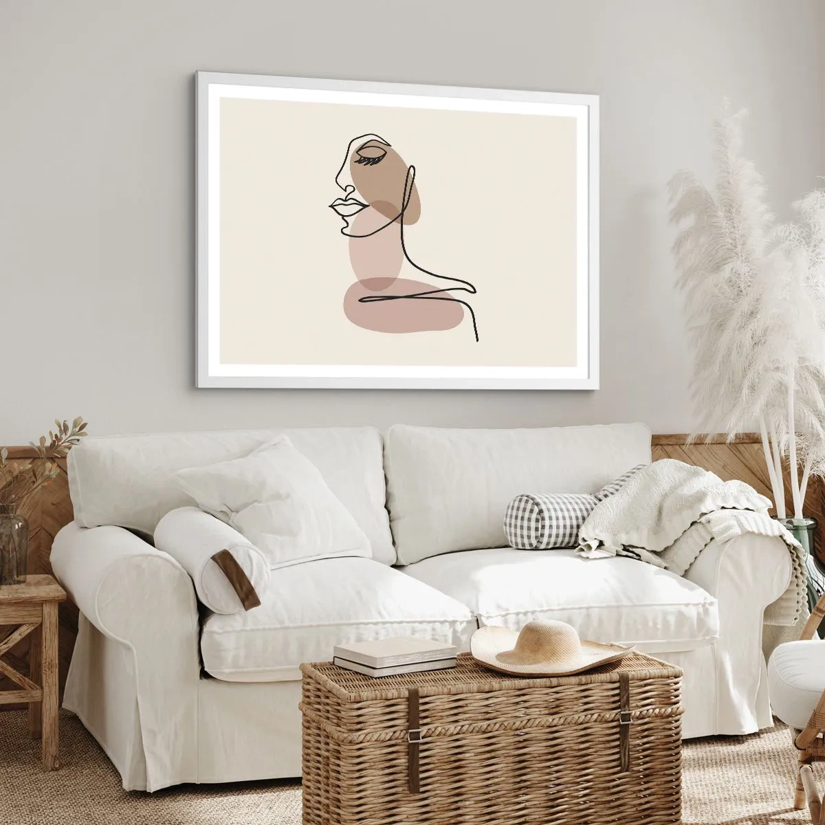 Póster en marco blanco - Una línea de hermosura - 100x70 cm