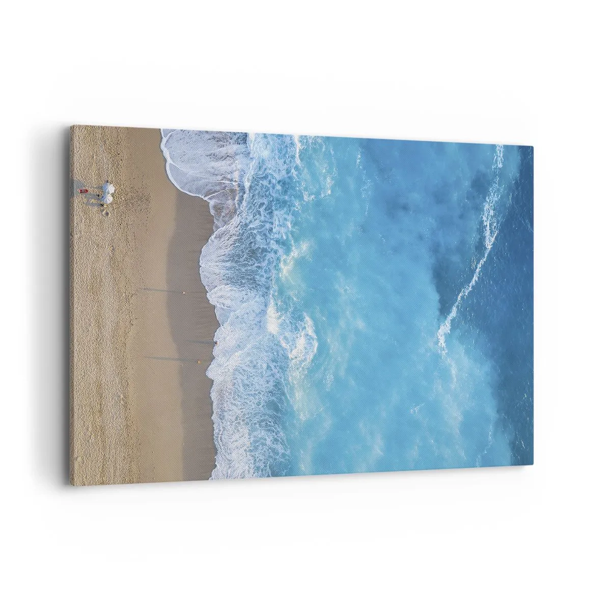 Cuadro sobre lienzo - Impresión de Imagen - Una vista de pájaro de la playa y las olas del mar. - 120x80cm - El poder del azul - Decoración de pared moderna para salón y dormitorio ARTTOR