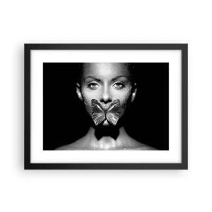 Póster en marco negro - Beso de mariposa - 40x30 cm