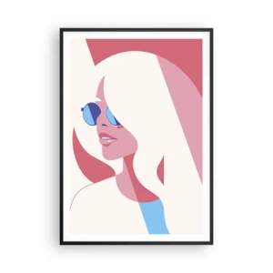 Póster en marco negro - Rubia frente al sol - 70x100 cm