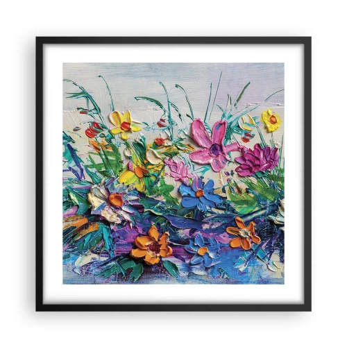 Póster en marco negro - La energía de las flores - 50x50 cm