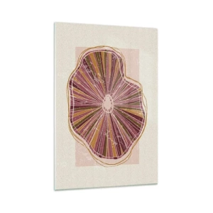 Cuadro sobre vidrio - Impresiones sobre Vidrio - Patrón abstracto de rodajas de árbol en tonos rosados - 70x100cm - Abstracción radiante - Decoración de pared moderna para salón y dormitorio ARTTOR